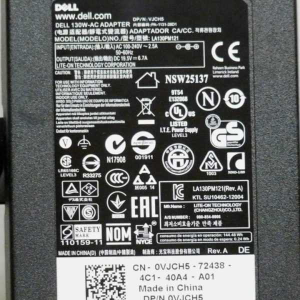 Genuine OEM Dell 130w AC adapter Charger LA130PM121 19.5V 6.7A - W power cables