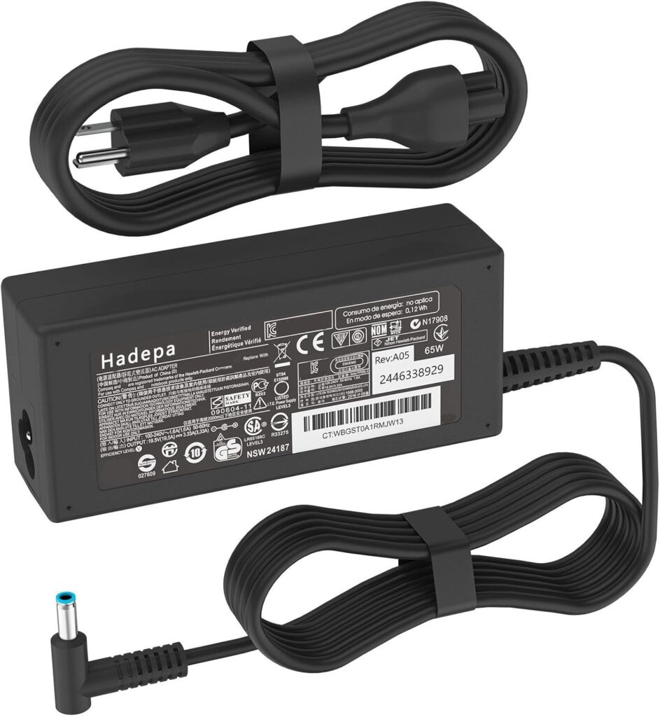 Genuine 65W AC Adapter Charger for HP Laptops – 19.5V 3.33A 4.5×3.0mm Blue Tip