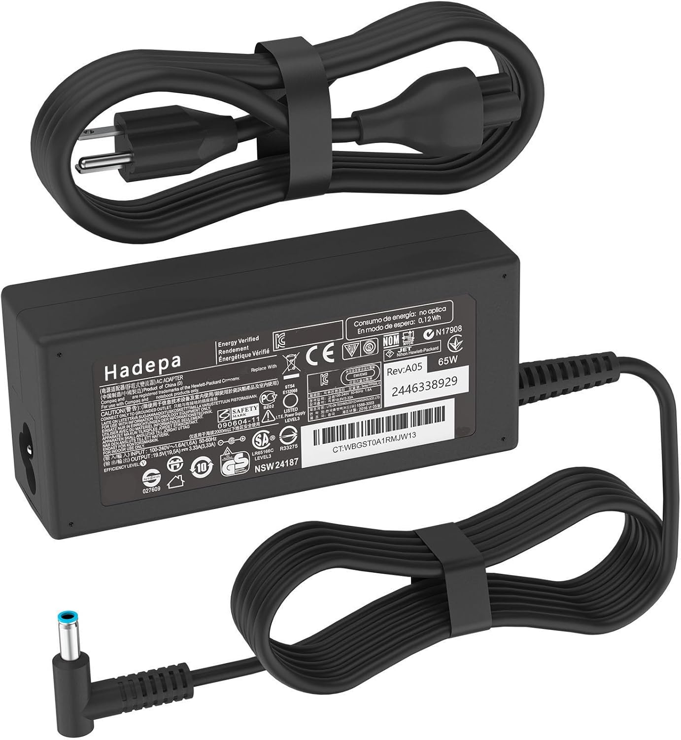 Genuine 65W AC Adapter Charger for HP Laptops – 19.5V 3.33A 4.5×3.0mm Blue Tip