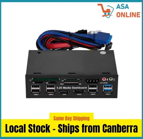 5.25 PC Front Panel USB 3.0 Audio eSATA Reader