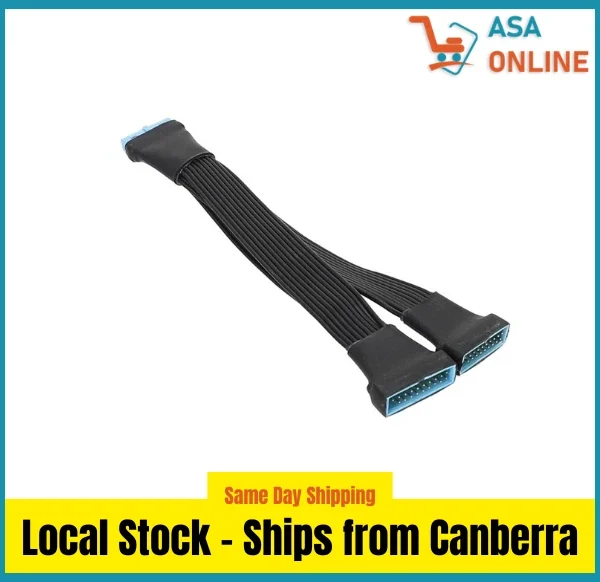 PC Motherboard 1 to 2 Way 19 Pin USB 3.0 Splitter Cable 15cm