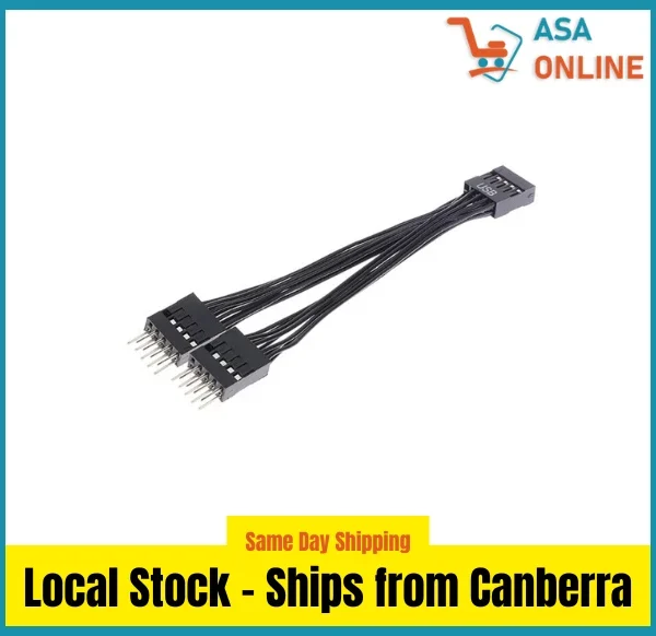 USB 2.0 9-pin Motherboard Splitter 1 to 2, 17cm