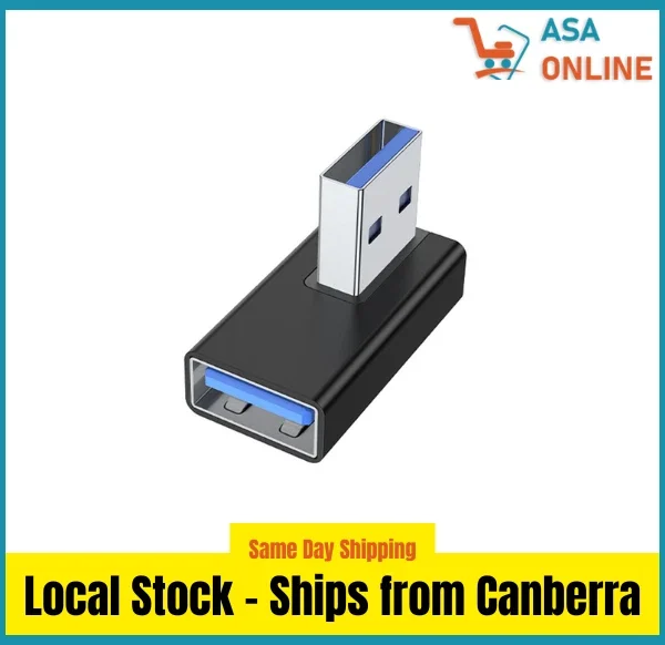 USB 3.0 Type A Male to Type A Female 90 Degree Adapter 5Gbps