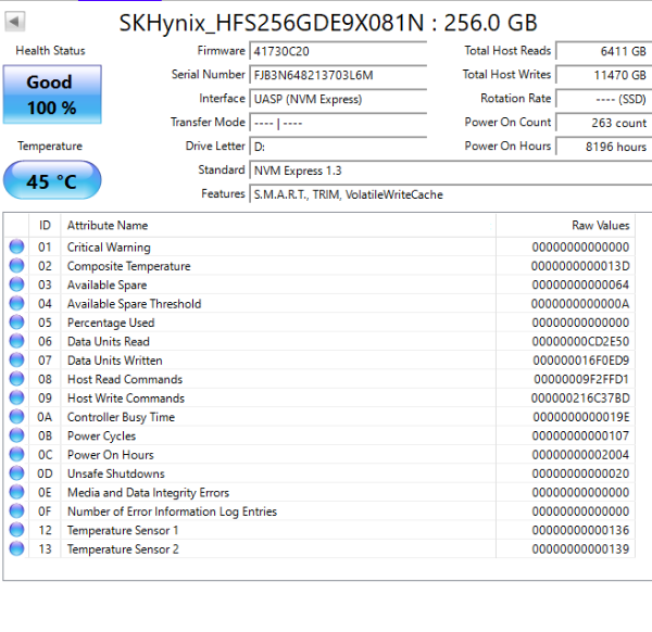 SK Hynix 256GB M.2 SATA SSD – Internal Drive