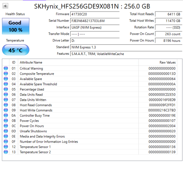 SK Hynix 256GB M.2 SATA SSD – Internal Drive