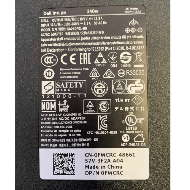 Dell 240W Laptop Charger for Alienware & Precision