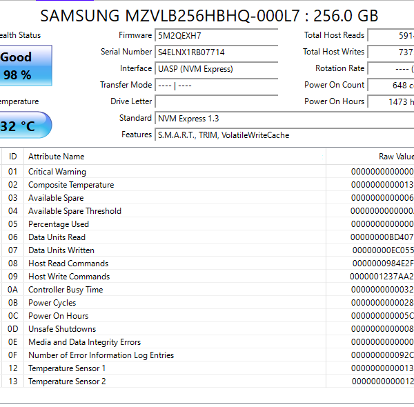 Samsung PM981a 256GB NVMe Internal SSD